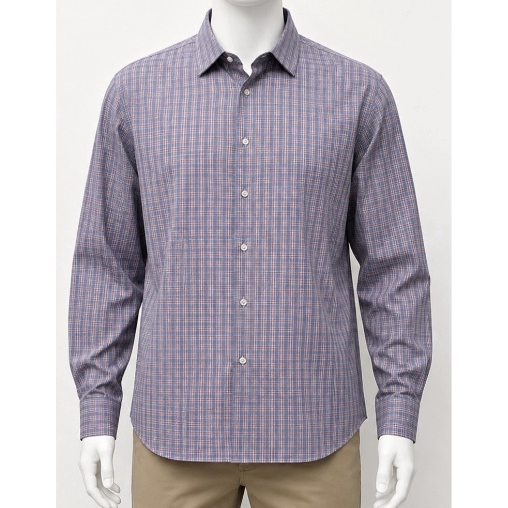 BANANA REPUBLIC Men's Long Sleeve Button Up Shirt XL Lavender Plaid Trendy Class